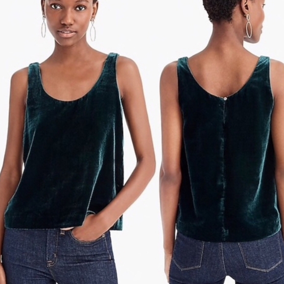 J. Crew Velvet Green Tank Top Size 2 NWT - Picture 2 of 10